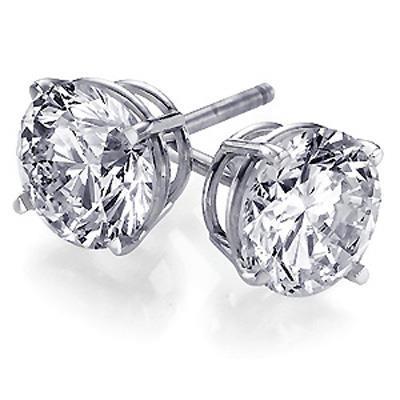 Genuine Diamond Stud Earrings 2.50 Carats Solid Gold Jewelry