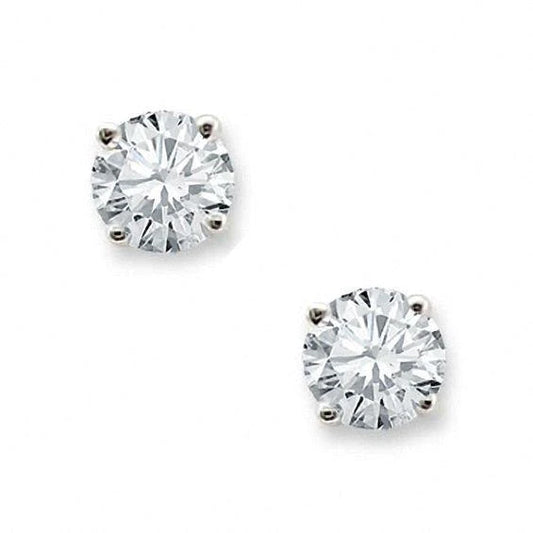 Genuine Diamond Stud Earrings 3 Carats Prong Set White Gold Jewelry