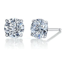 Genuine Diamond Stud Earrings 3 Carats White Gold 14K