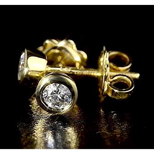 Genuine Diamond Studs Earrings 1.50 Carats Yellow Gold 14K