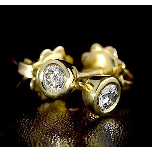 Genuine Diamond Studs Earrings 1.50 Carats Yellow Gold 14K