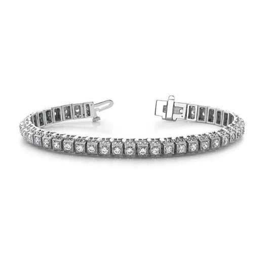 Genuine Diamond Tennis Bracelet 4.40 Carats Diamonds White Gold 14K