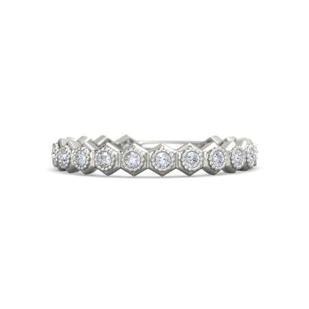 Genuine Diamond Wedding Anniversary Band 1.90 Carats Hexagon Milgrain Jewelry