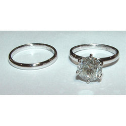 Genuine Natural Earth Mined Diamonds Solitaire Ring Set 2 Ct White Gold