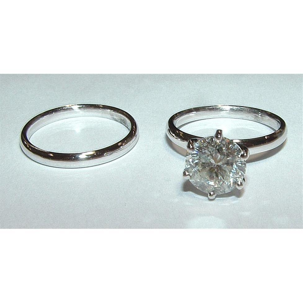 Genuine Diamonds Solitaire Ring Set 2 Ct Diamond White Gold