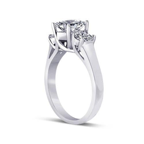 Genuine Diamonds Three Stone Engagement Ring 2.31 Carat Diamond Jewelry Gold