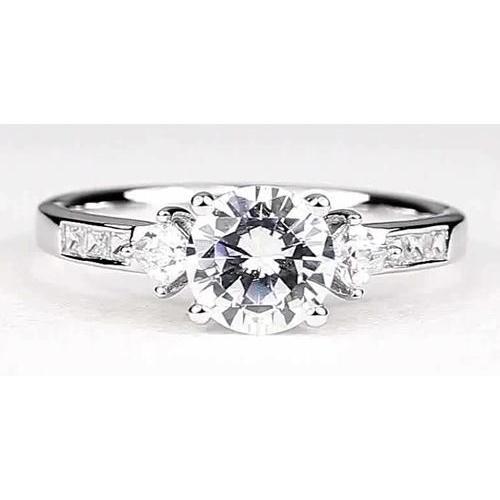 Genuine Engagement Ring 2 Carats Round Diamond White Gold 14K Vs1 F