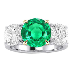 Fine Emerald GIA-Certified Colored Stone Ring 3 ct in Two-Tone