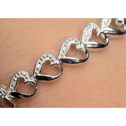 Genuine Heart Shape Diamond Bracelet 7 Carats Women Jewelry New