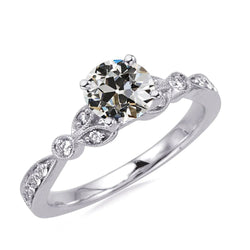 Genuine Ladies Round Old Mine Cut Natural Earth Mined Diamond Wedding Ring 3.50 Carats Milgrain