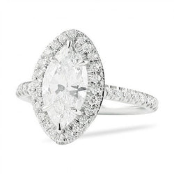 Genuine Marquise & Round Diamond Engagement Ring Halo 2.75 Carats