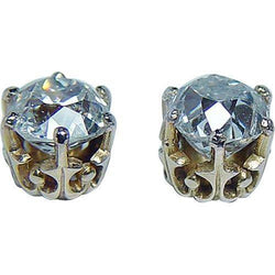 Genuine Old Miner Cut Diamond Stud Women Earrings White Gold 14k 2 Carats