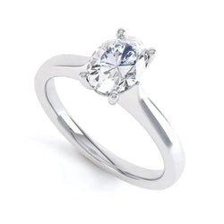 Genuine Oval Diamond Solitaire Gold Ring