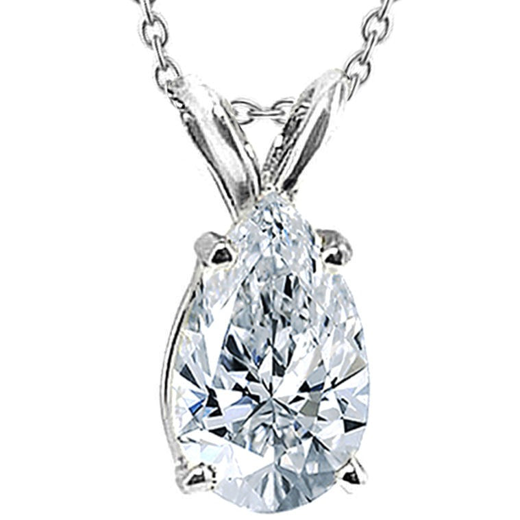 Genuine Pear Diamond Pendant With Chain 1 Ct. Diamond Necklace
