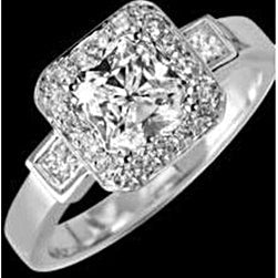 Genuine Radiant Diamond 3 Carat Royal Engagement Ring Halo New