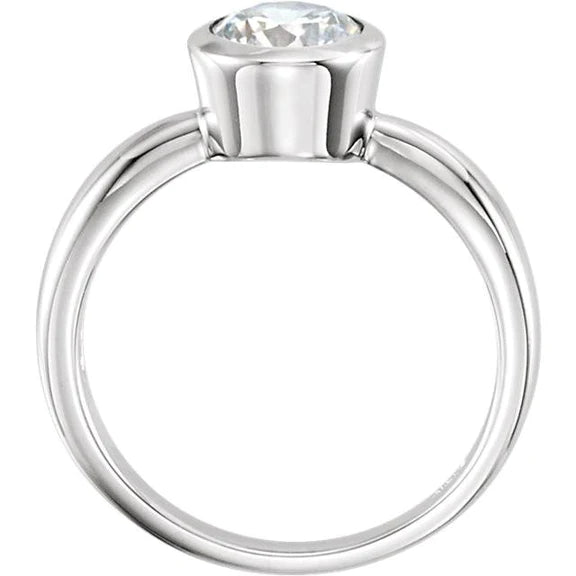 Genuine Round Bezel Set Solitaire Engagement Ring 