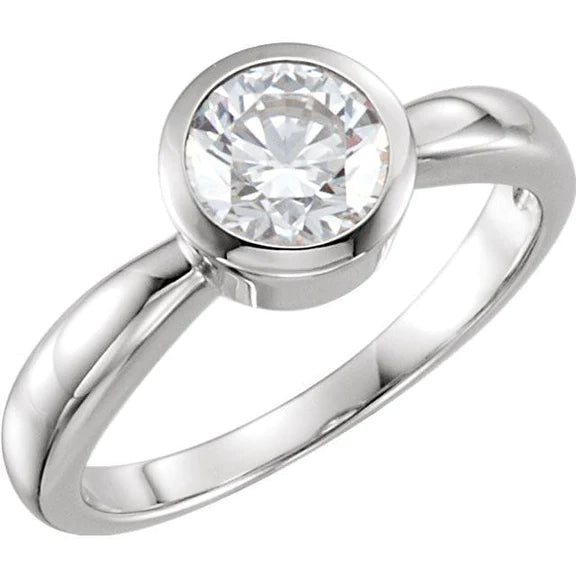 Genuine Round Bezel Set Solitaire Engagement Ring 1.25 Carats