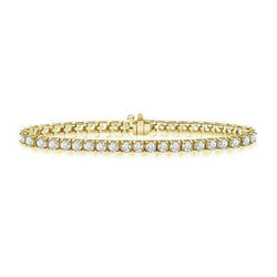 Genuine Round Cut 6.60 Carats Diamonds Tennis Bracelet 14K YG