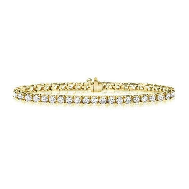 Genuine Round Cut 6.60 Carats Diamonds Tennis Bracelet 14K YG