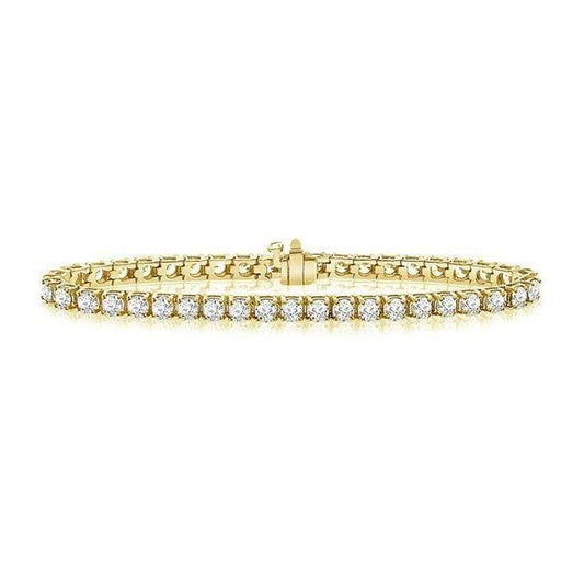 Genuine Round Cut 6.60 Carats Diamonds Tennis Bracelet 14K YG