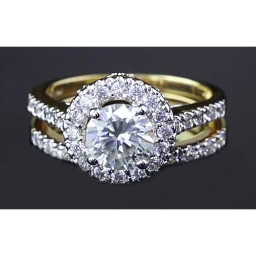 Genuine Round Diamond 3 Carats Anniversary Ring Split Shank Jewelry Halo