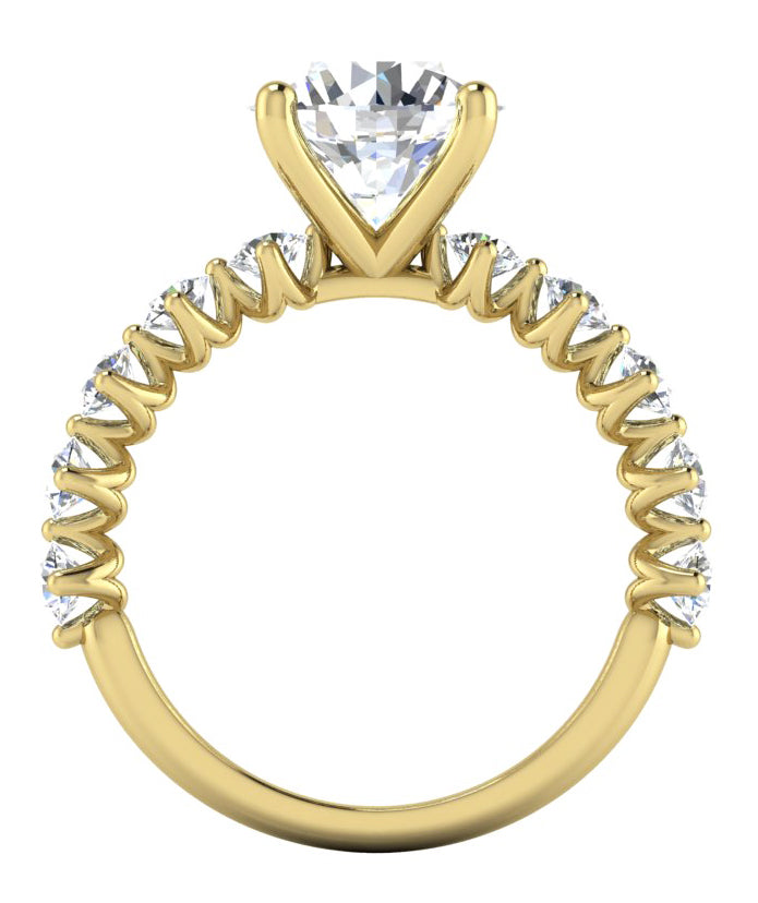 Genuine Round Diamond Ring With Accents Yellow Gold