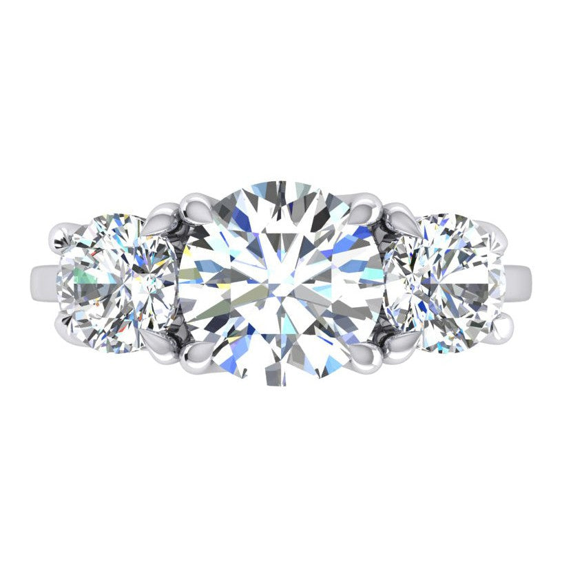 Genuine Round Diamond Three Stone Ring