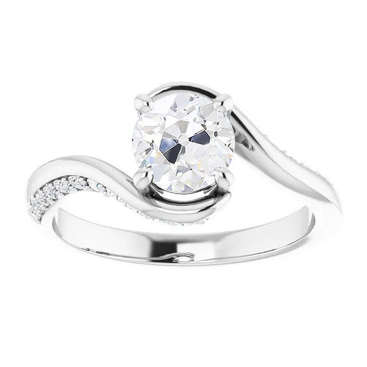 Genuine Round Old Cut Diamond Ring Freeform Shank Prong Set 4.50 Carats