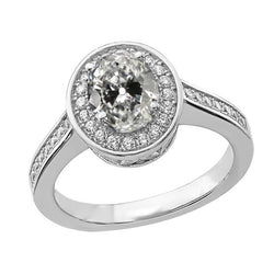 Genuine Round & Oval Old Mine Cut Halo Ring With Accents Jewelry 3.50 Carats Gold