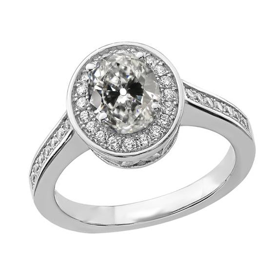 Genuine Round & Oval Old Mine Cut Halo Ring With Accents Jewelry 3.50 Carats Gold