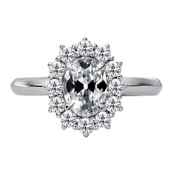 Genuine Round & Oval Old Miner Natural Earth Mined Diamond Halo Ring Flower Style 4.50 Carats