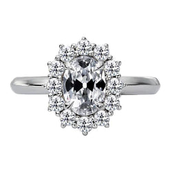 Genuine Round & Oval Old Miner Diamond Halo Ring Flower Style 4.50 Carats