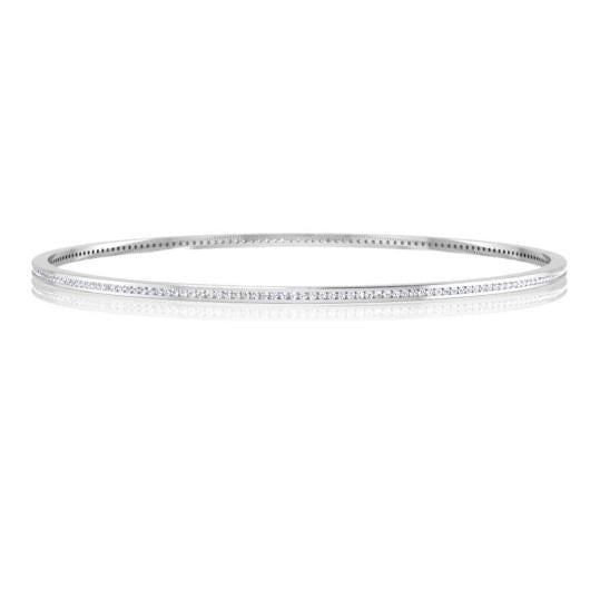 Genuine Small Round Diamonds Bangle 3.80 Ct White Gold