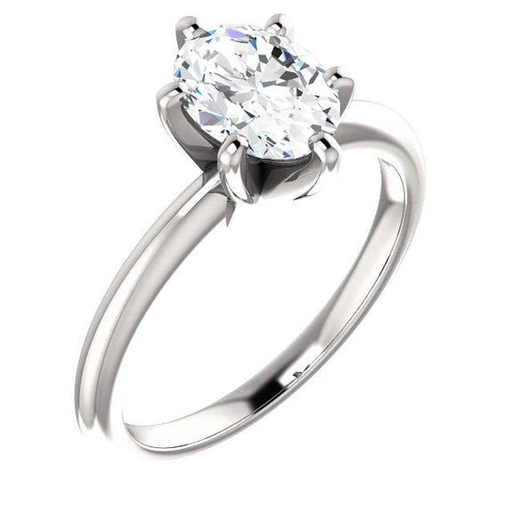 Genuine Solitaire Ring Oval Cut 