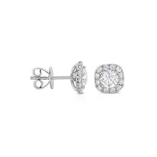 Genuine Studs Earrings Diamond Halo White Gold Round Cut 2.24 Carats - Halo Stud Earrings-harrychadent.ca