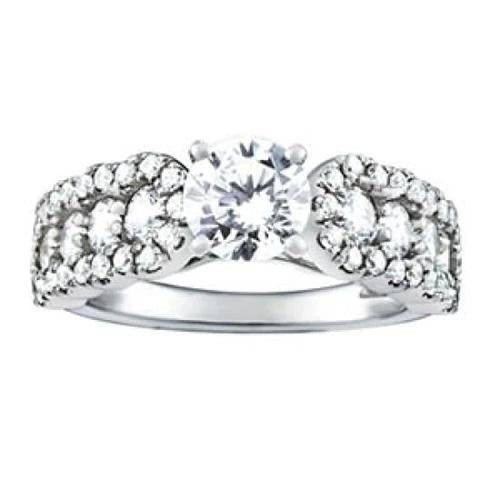 Genuine White Gold 14K Diamond 1.50 Carats Solitaire Fancy Ring With Accents - Solitaire Ring with Accents-harrychadent.ca