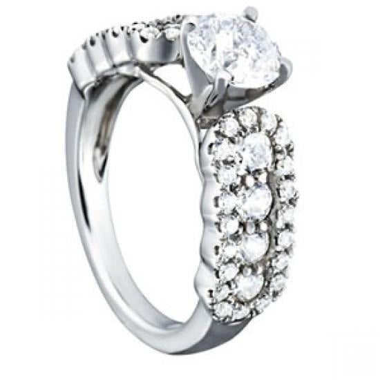 Genuine White Gold 14K Diamond 1.50 Carats Solitaire Fancy Ring With Accents - Solitaire Ring with Accents-harrychadent.ca