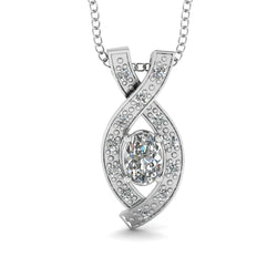 Genuine White Gold Oval & Round Cut 2.70 Ct Natural Earth Mined Diamonds Entwine Pendant Necklace