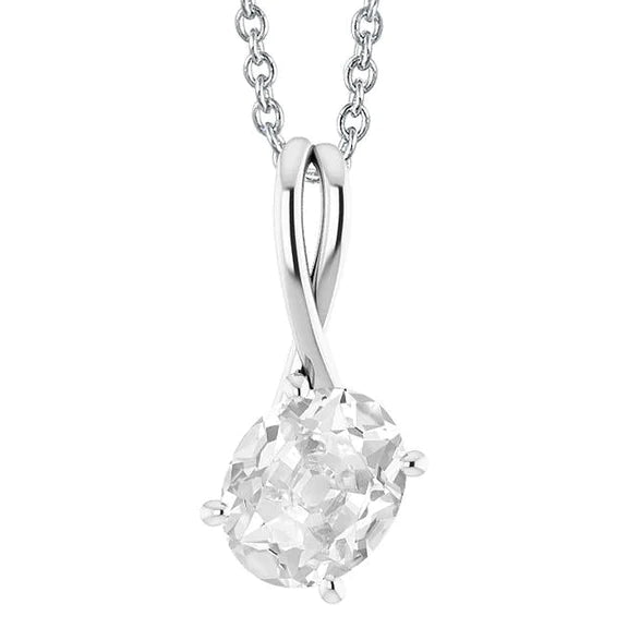 Genuine White Gold Solitaire Diamond Pendant Oval Old Miner 4 Carats