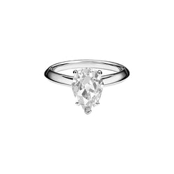 Genuine Women Solitaire Ring Pear Old Mine Cut Diamond 2 Carats