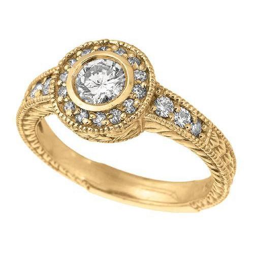 Genuine Diamond Anniversary 0.80 Carat Fancy Ring Bezel Setting Jewelry YG 14K