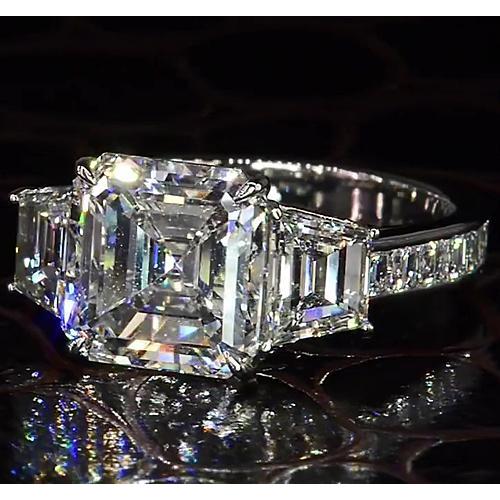 Glamorous 6ct Asscher Real Diamond Engagement Ring