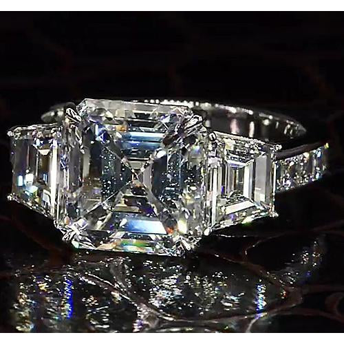 Glamorous 6ct Asscher Real Diamond Engagement Ring