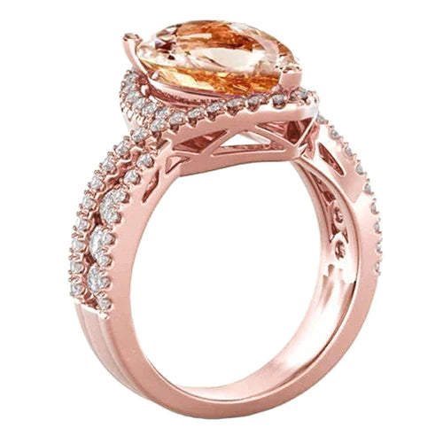 Glamorous Morganite Cocktail Engagement Ring