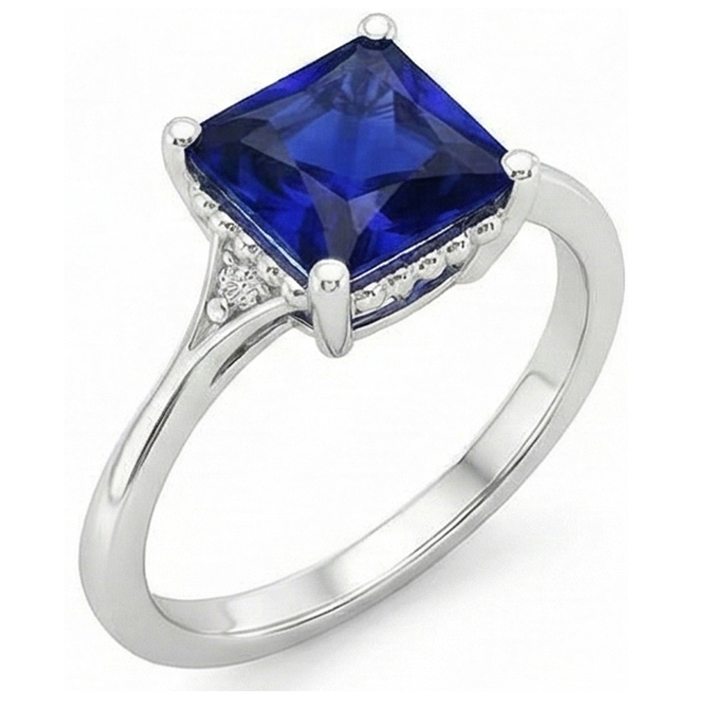 natural round sapphire 5.25ct ring top view