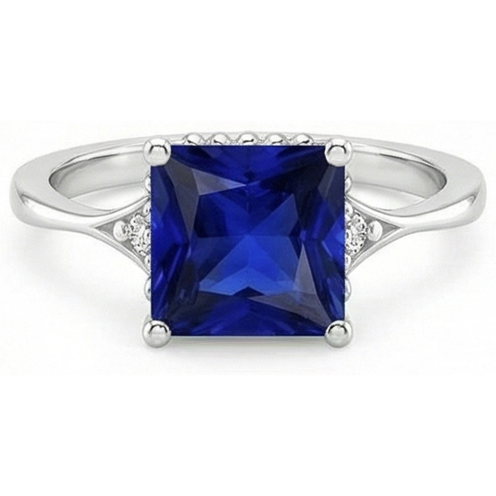 natural round sapphire 5.25ct ring close up detail
