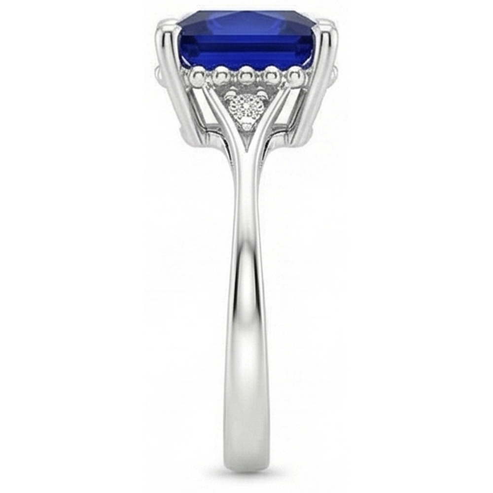 natural round sapphire 5.25ct ring profile view
