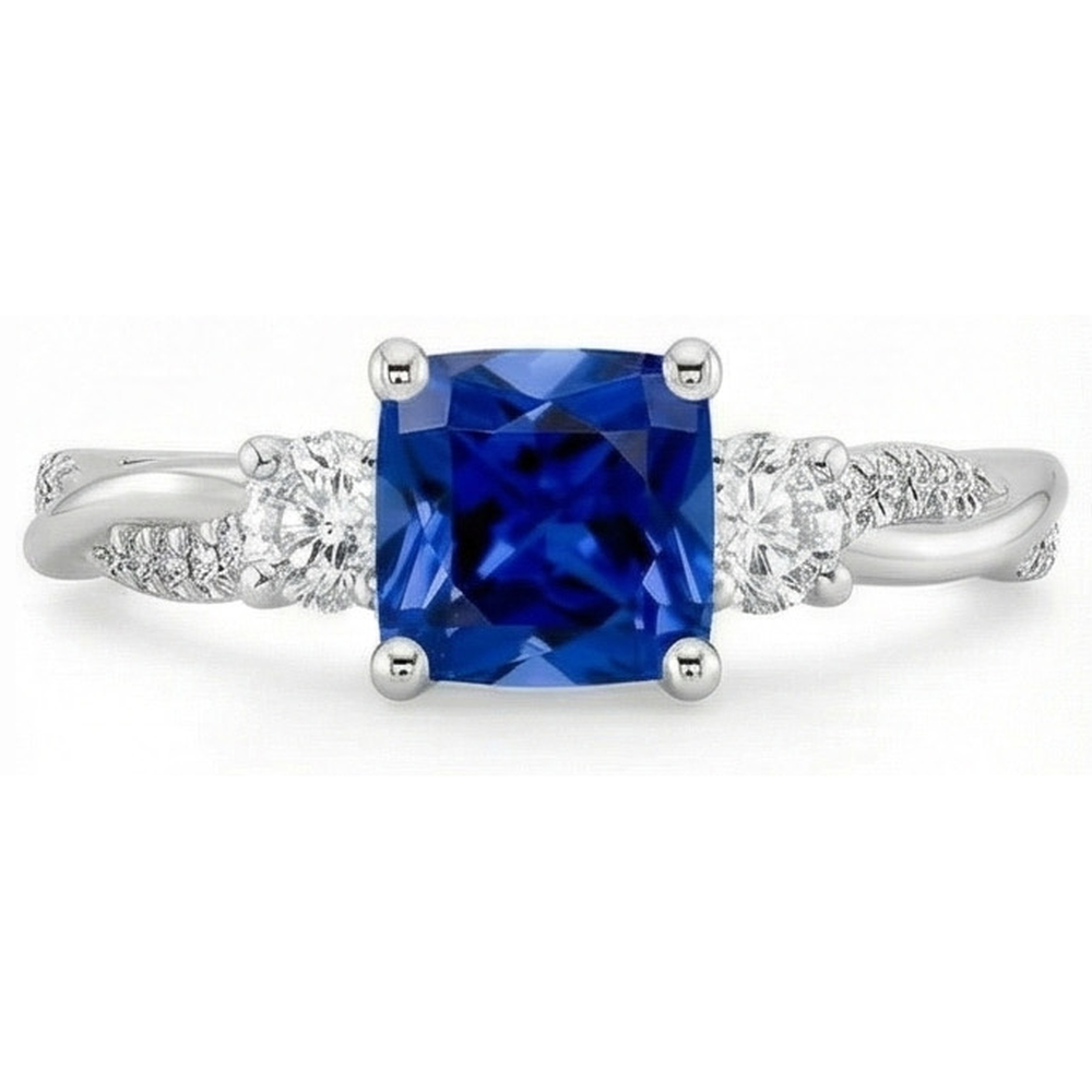 natural round sapphire 2.75ct ring profile view