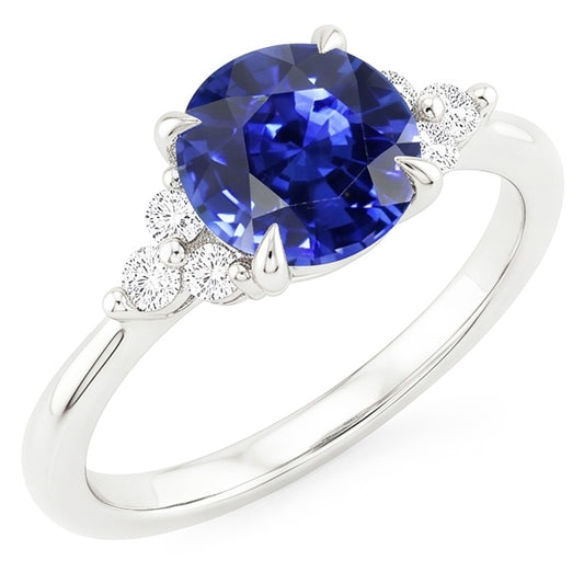 Gold 5ct Natural Earth Mined Diamond ( Not Lab Grown ) Sapphire Ring