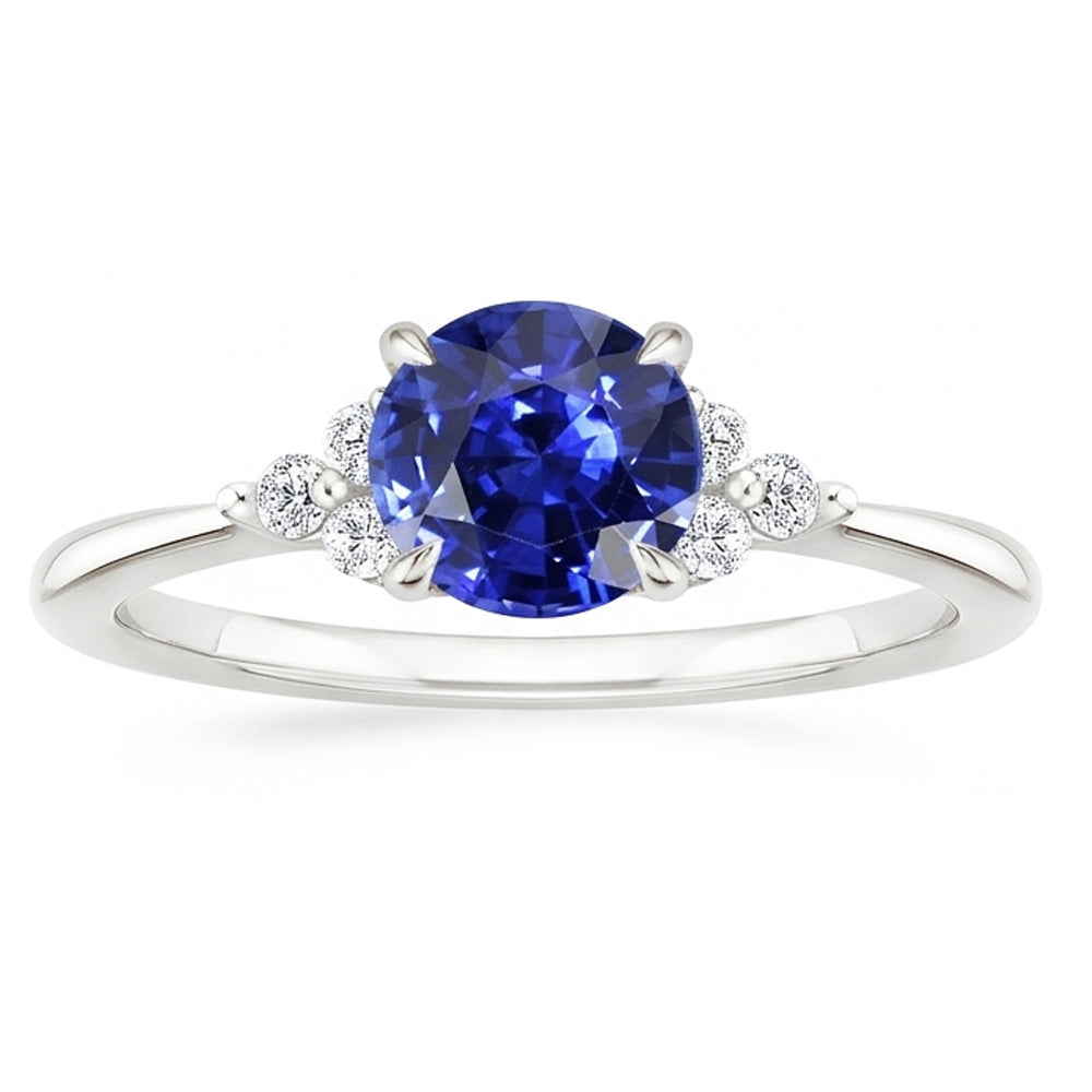 Gold 5ct Natural Earth Mined Diamond ( Not Lab Grown ) Sapphire Ring
